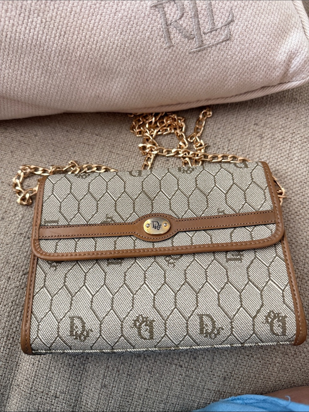 Vintage Christian Dior honeycomb coated canvas